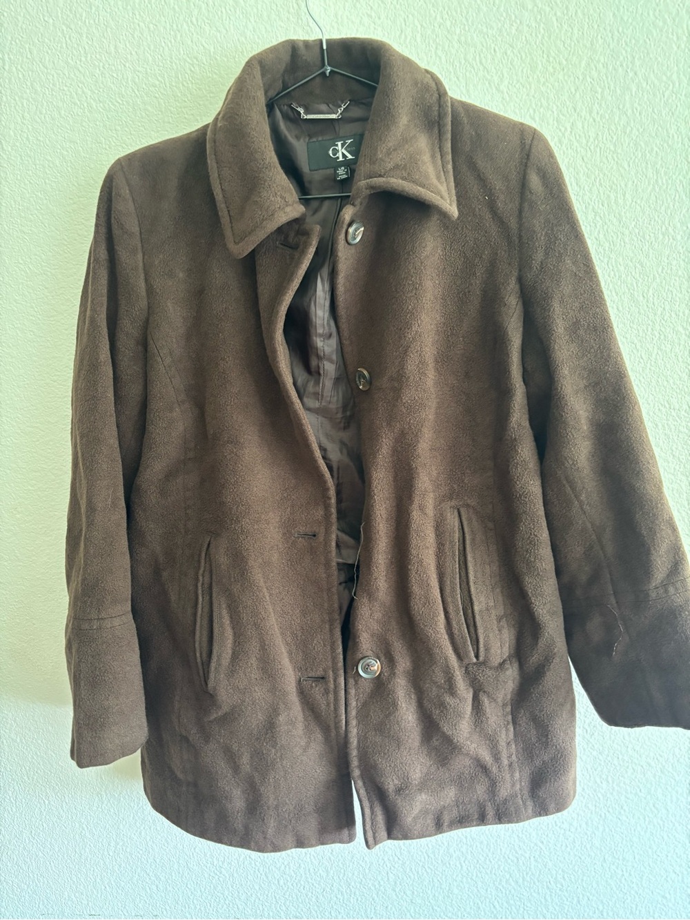 Calvin Klein Brown Suede Men's Pea Coat